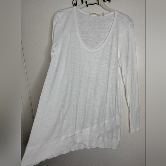 Soft Surroundings (Size S) Oversized White Stretch Cotton LS Hem Layer Tunic Top - Picture 3 of 12